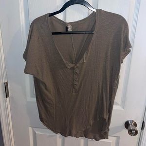 Free People Short Sleeve Henley